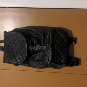 All Black Faux Leather bookbag